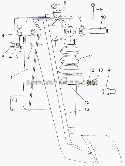 Механизм управления сцеплением 69237-1602010 для МЗКТ-7402 (список запасных частей)