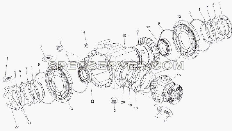 Редукторы 6527-2302010, 7402-2302010 для МЗКТ-7402 (список запасных частей)
