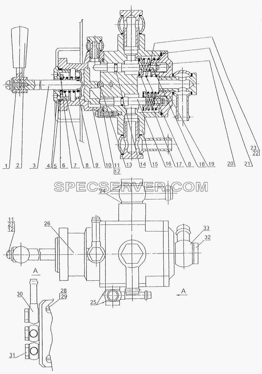 Кран топливораспределительный для МЗКТ-74131 (список запасных частей)