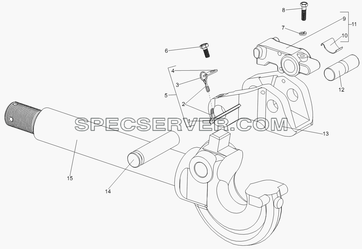 Крюк буксирный 535-2805012 для МЗКТ-74131 (список запасных частей)