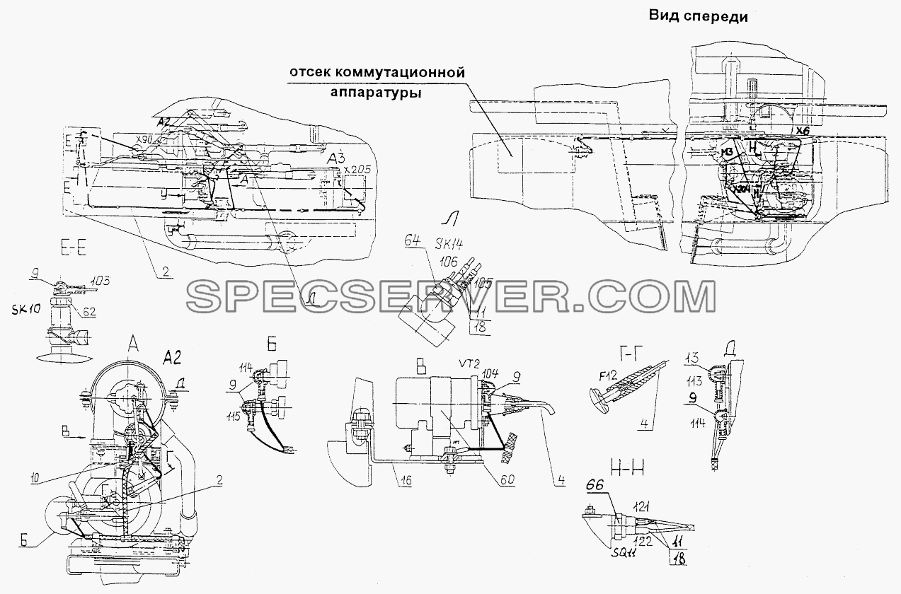 Установка электрооборудования подогревателя для МЗКТ-74131 (список запасных частей)