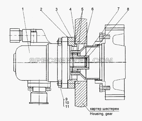 Установка насоса гидроусилителя для МЗКТ-74171 (список запасных частей)