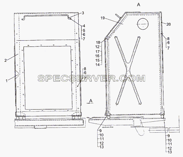 Установка ограждения и крыльев задних для МЗКТ-74296 (список запасных частей)