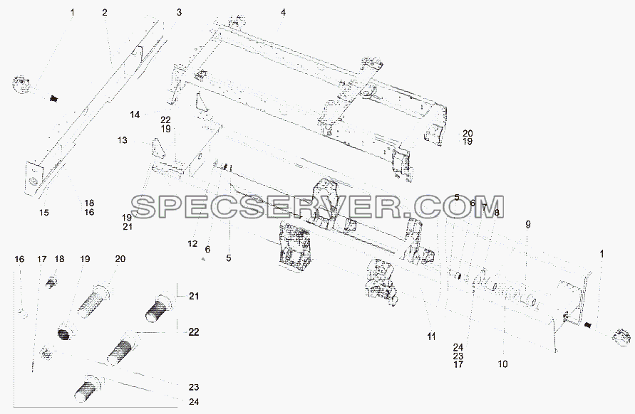 Рама 75165-2800001 для МЗКТ-79091 (список запасных частей)