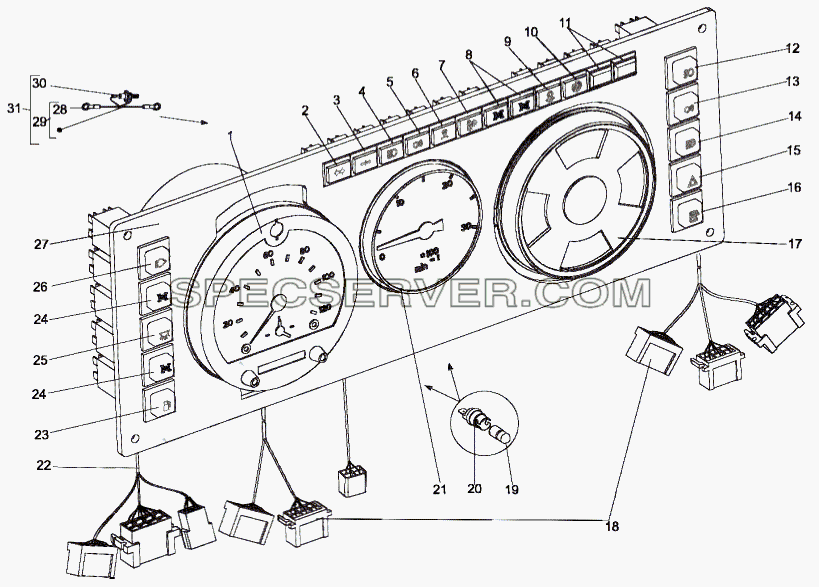 Панель приборов двигателя 75165-3800001 для МЗКТ-79092 (нов.) (список запасных частей)