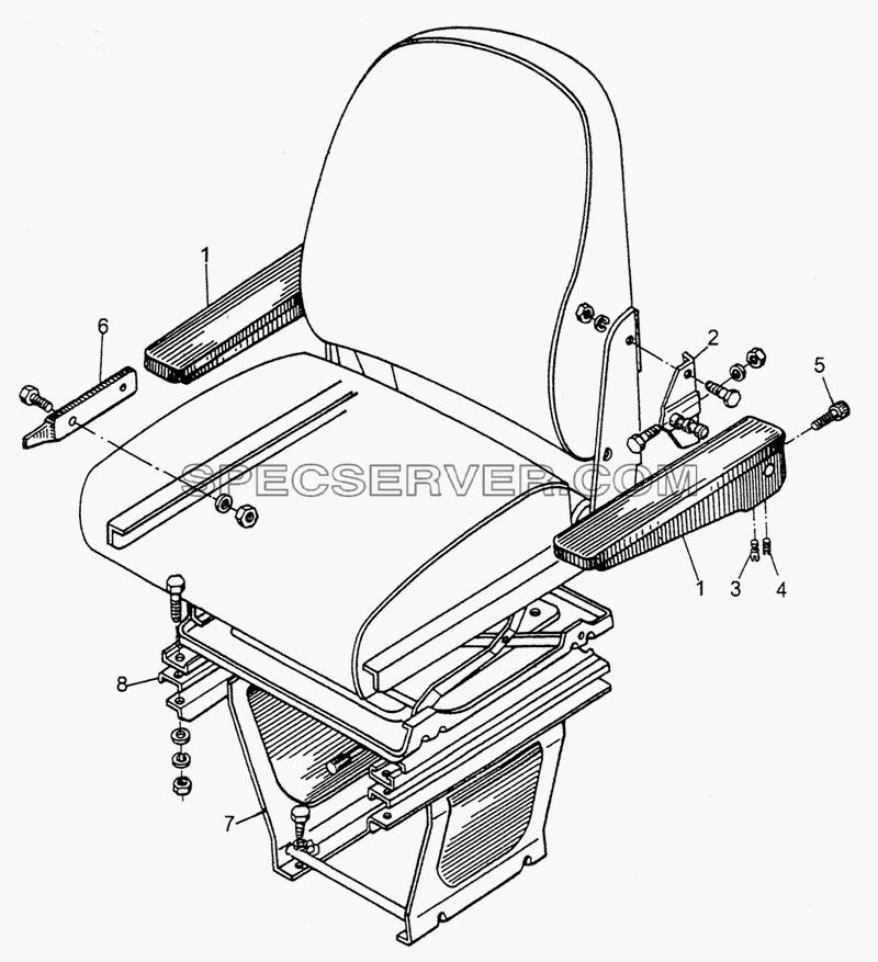 Установка переднего сиденья и поручней для МЗКТ-79092 (список запасных частей)