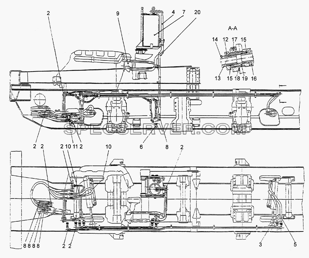 Трубопроводы и шланги рулевого управления для МЗКТ-79092 (список запасных частей)