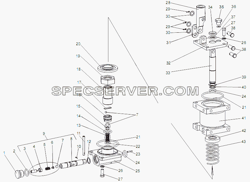 Насос подъёма кабины 79092-5004010 для МЗКТ-79096 (список запасных частей)