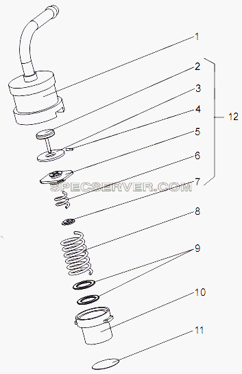 Клапан редукционный 7929-1304010 для МЗКТ-79096 (список запасных частей)