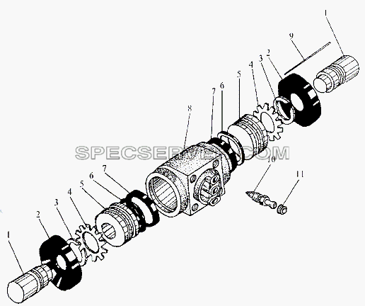 Цилиндр колесного тормоза для МЗКТ-79096 (список запасных частей)