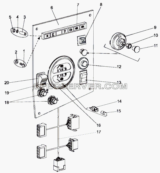 Панель приборов шасси 7429-3800009 для МЗКТ-79096 (список запасных частей)
