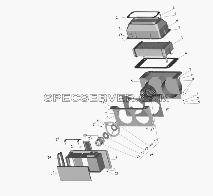 Отопитель для МАЗ-437030 (Зубрёнок) (список запасных частей)