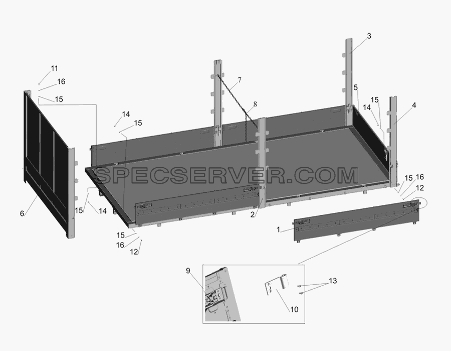 Установка бортов и стоек для МАЗ-437030 (Зубрёнок) (список запасных частей)