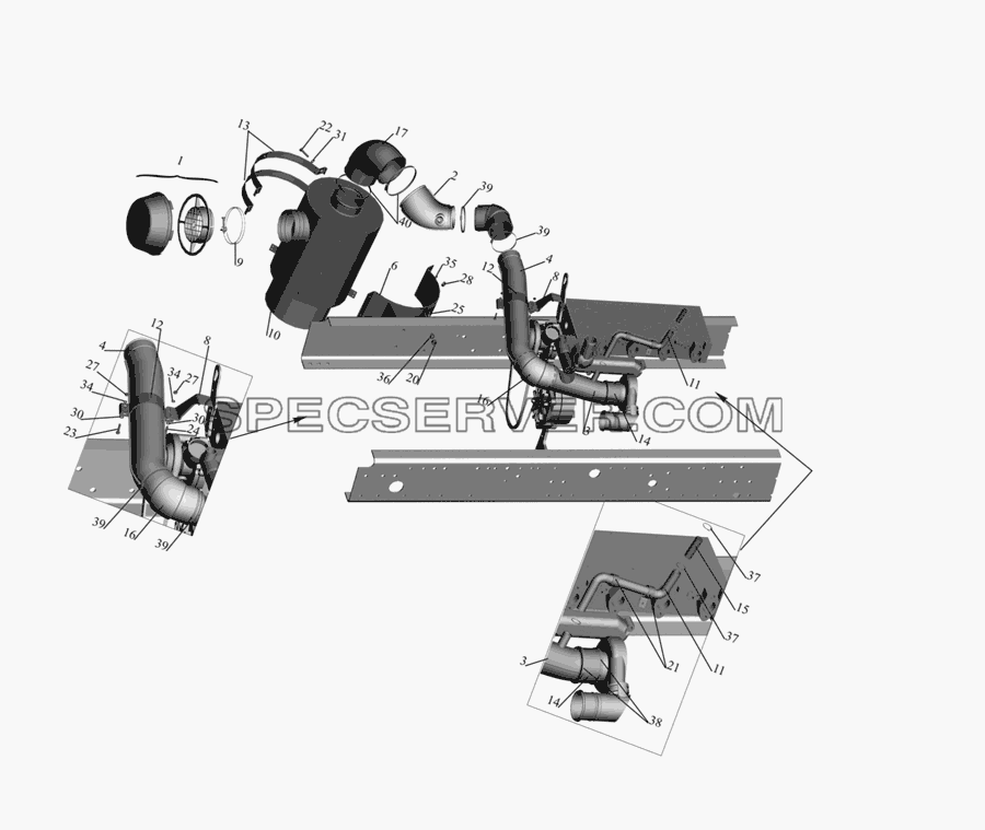 Крепление воздушного фильтра 43 703 0-1109002 для МАЗ-437030 (Зубрёнок) (список запасных частей)