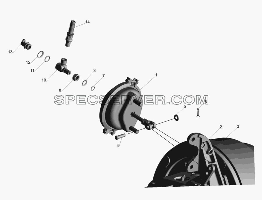 Установка тормозных камер и присоединительной арматуры для МАЗ-437030 (Зубрёнок) (список запасных частей)