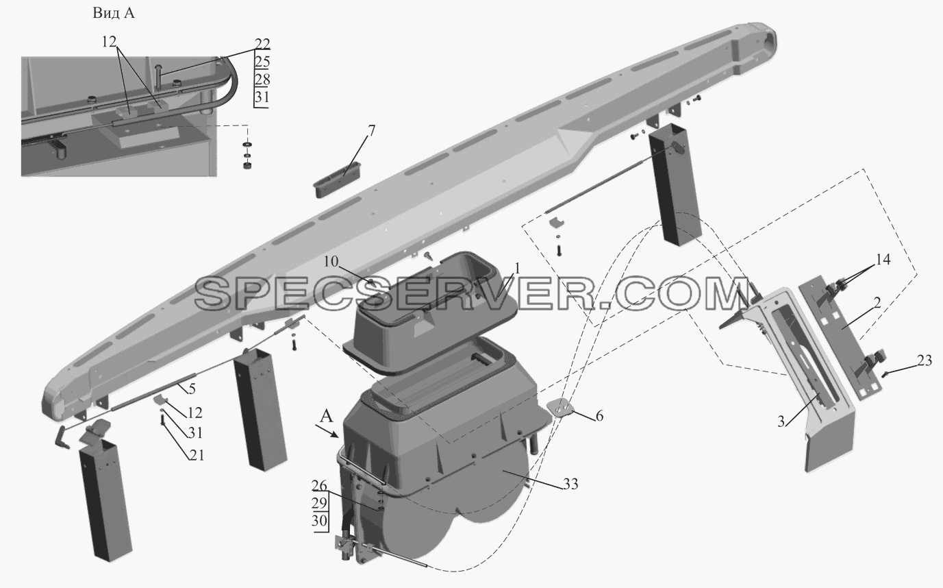 Установка отопителя 4370-8100001 для МАЗ-437041 (список запасных частей)