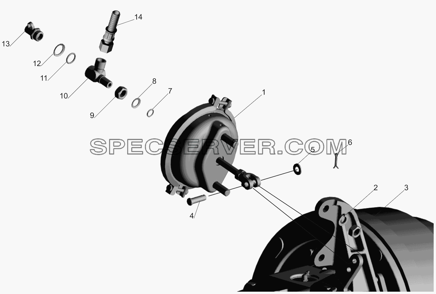 Установка тормозных камер 437141-3519001 для МАЗ-437130 (Зубрёнок) (список запасных частей)