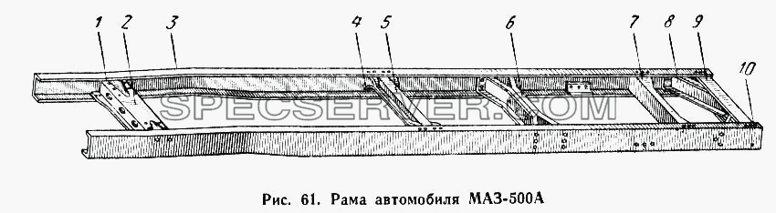 Рама автомобиля МАЗ-500А для МАЗ-503А (список запасных частей)
