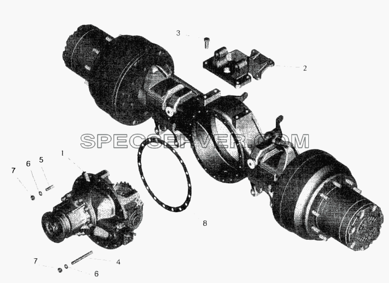Установка редуктора и элементов подвески для МАЗ-5336 (список запасных частей)