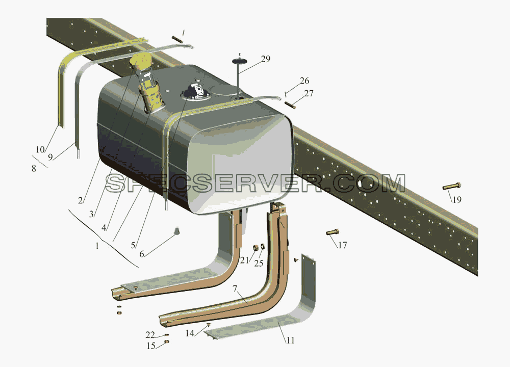 Крепление топливного бака 533731-1101002 для МАЗ-533731 (список запасных частей)