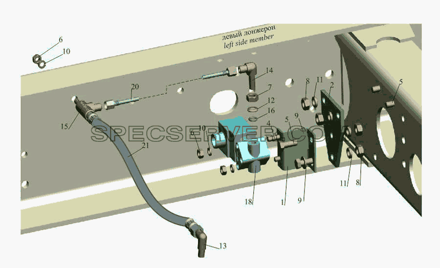 Установка привода управления блокировкой 533731-2400024 для МАЗ-533731 (список запасных частей)