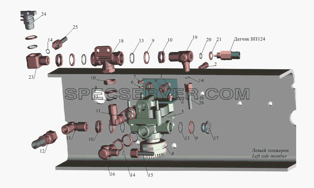 Установка ускорительного клапана 555102-3518004 для МАЗ-533731 (список запасных частей)
