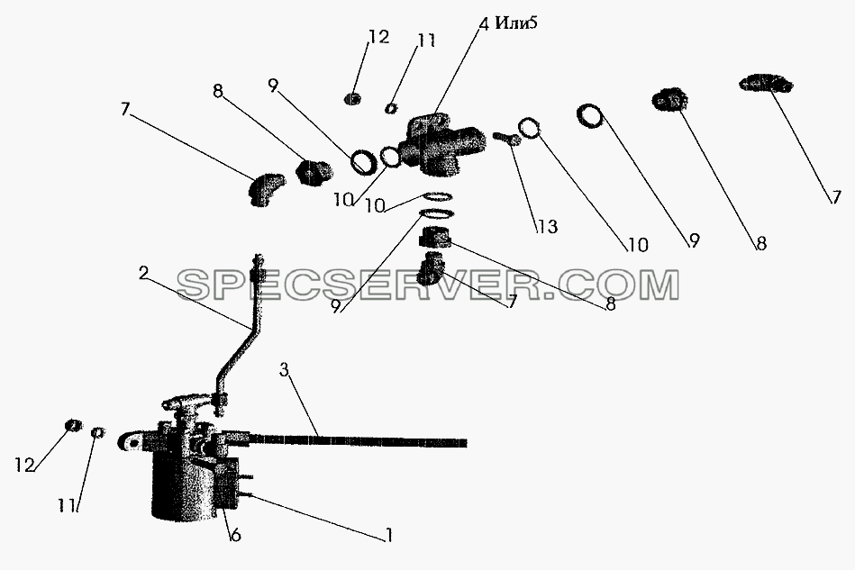 Привод выключения двигателя противоугонным устройством на автомобилях МАЗ для МАЗ-5337 (2005) (список запасных частей)