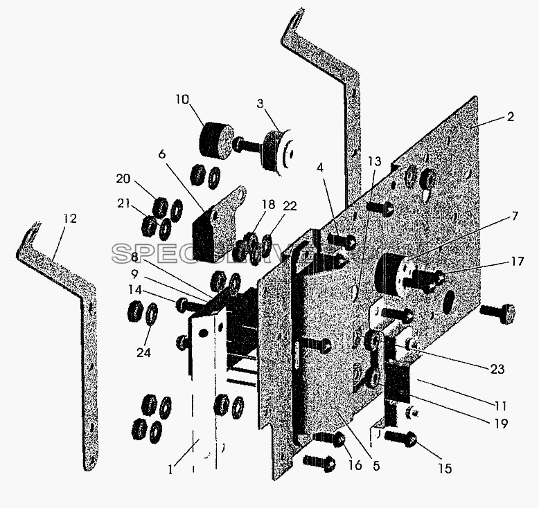 Панель блоков предохранителей и реле для МАЗ-5337 (2005) (список запасных частей)
