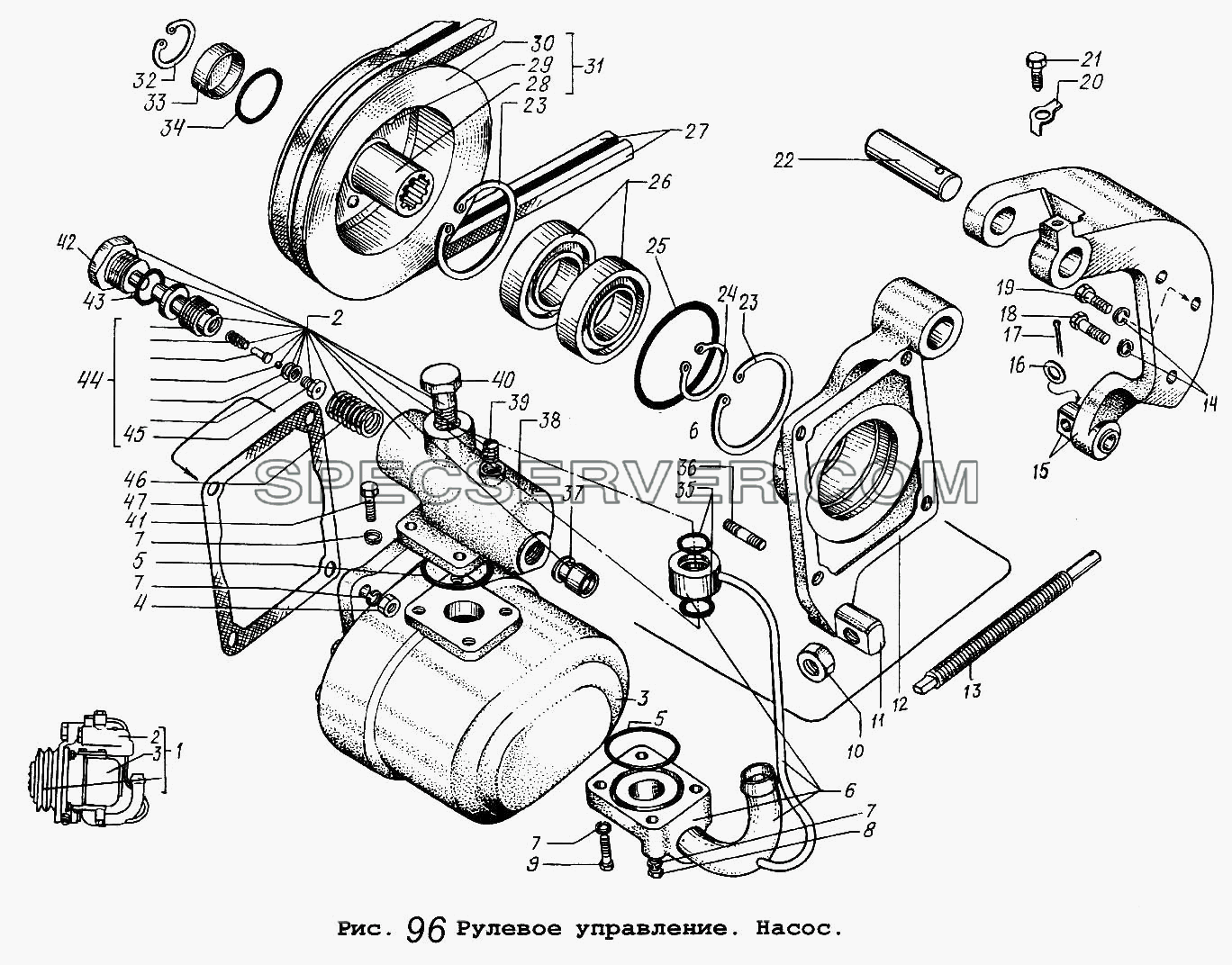 Рулевое управление. Насос для МАЗ-5337 (список запасных частей)