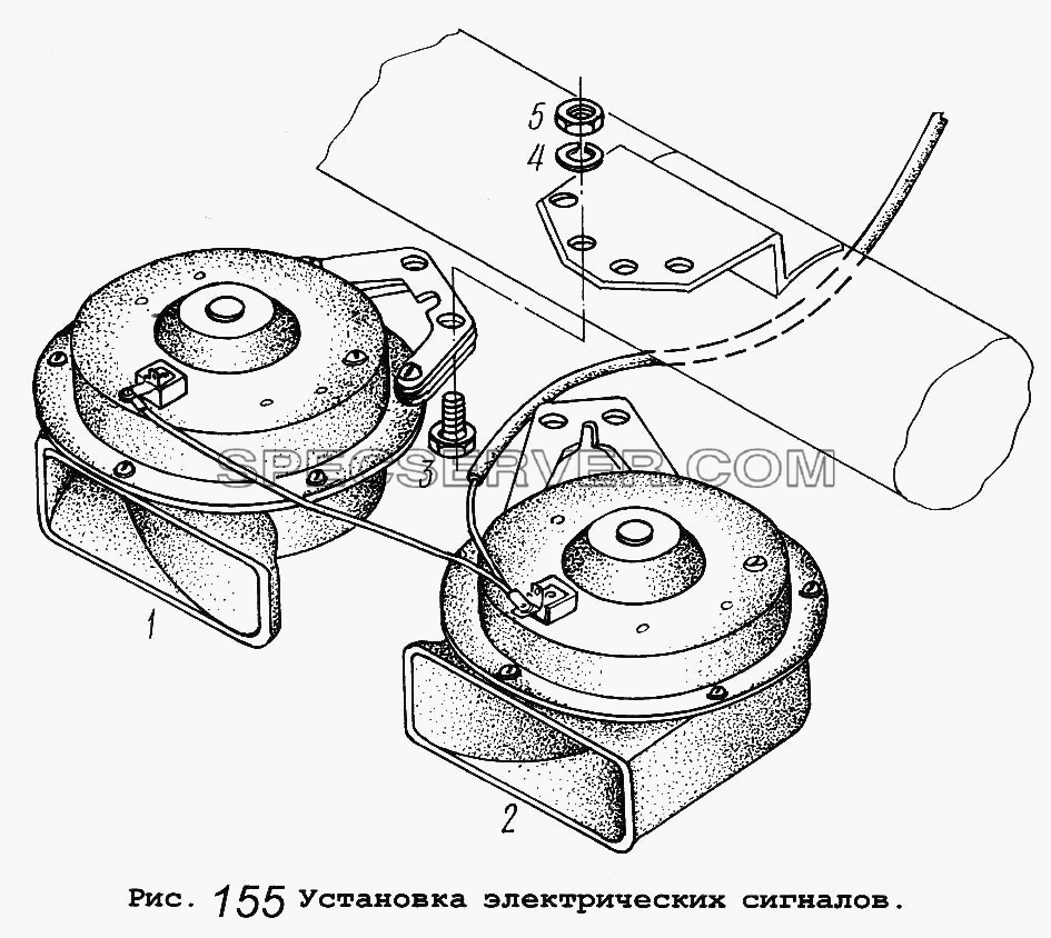 Установка электрических сигналов для МАЗ-5337 (список запасных частей)