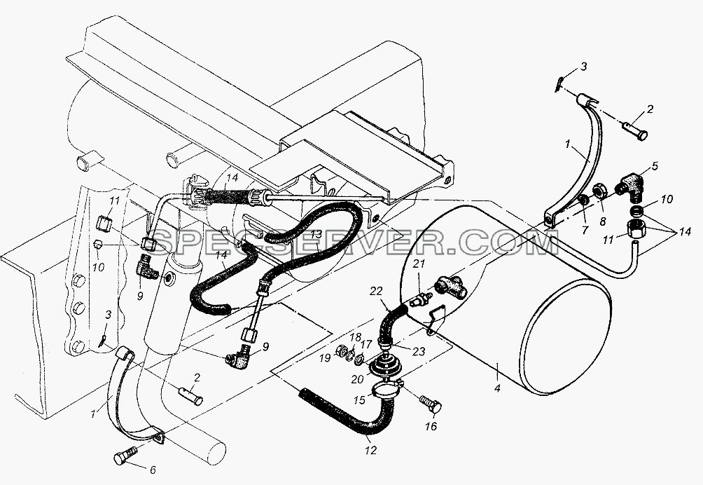 Топливопроводы подогревателя для МАЗ-54326 (список запасных частей)