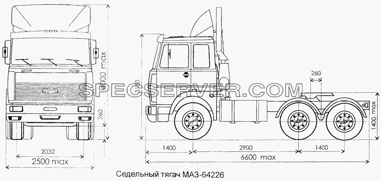Седельный тягач МАЗ-64226 для МАЗ-54326 (список запасных частей)