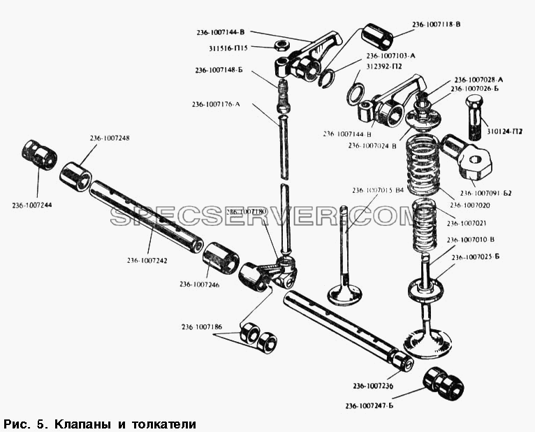 Клапаны и толкатели для МАЗ-54328 (список запасных частей)
