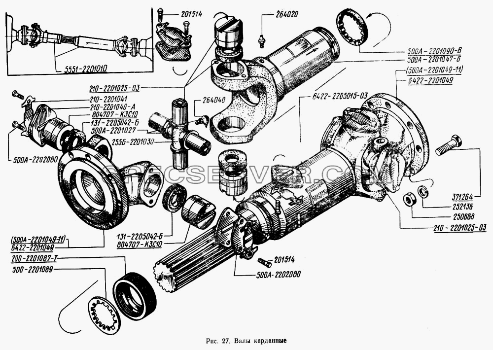 Валы карданные для МАЗ-5433 (список запасных частей)