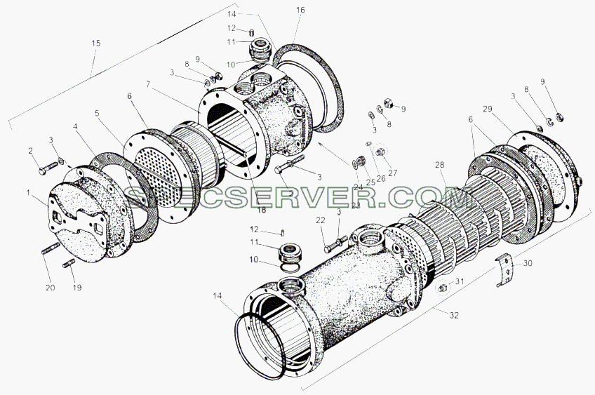 Теплообменник 543-1752010-04 для МАЗ-543 (7310) (список запасных частей)