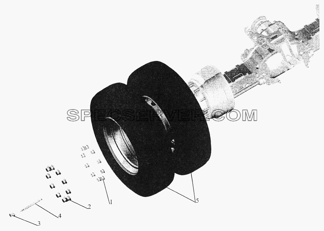 Установка задних колес для МАЗ-544069 (список запасных частей)