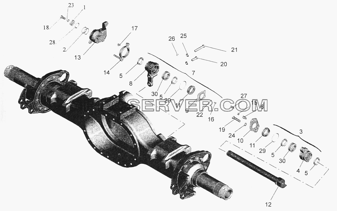 Привод тормозного механизма задних колес для МАЗ-544069 (список запасных частей)
