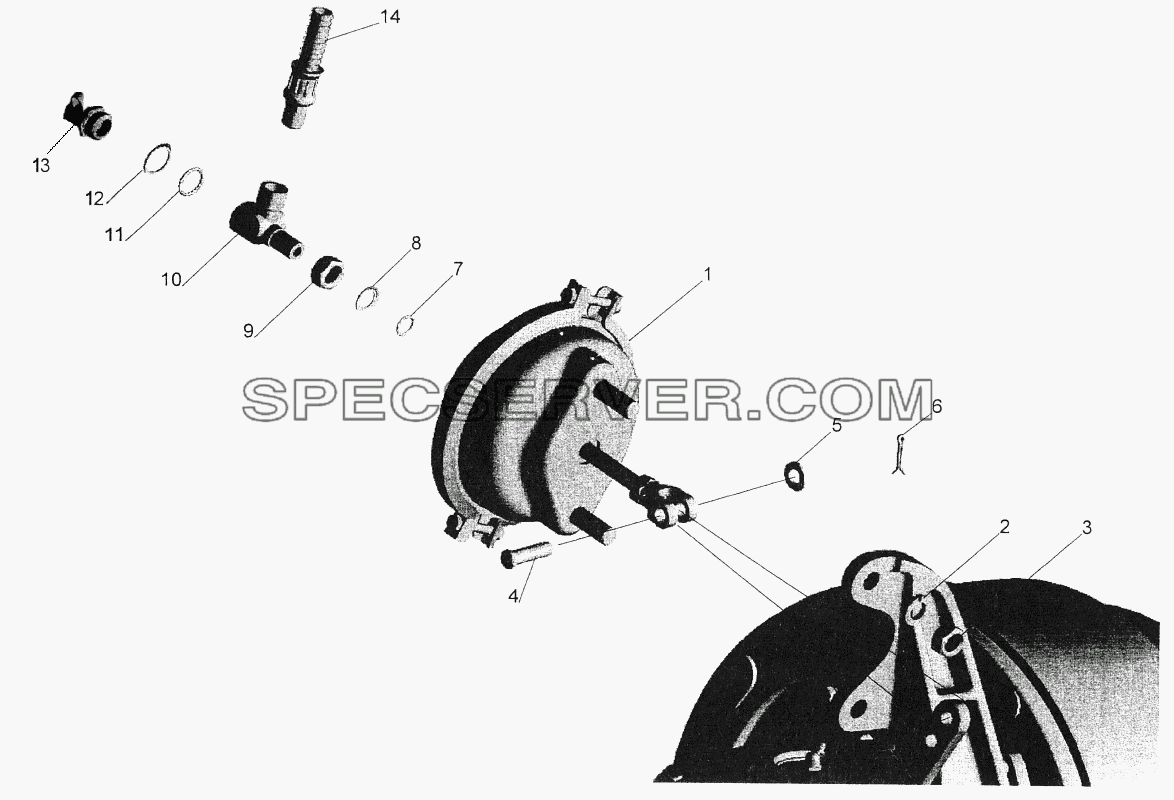 Установка тормозных камер и присоединительной арматуры для МАЗ-544069 (список запасных частей)