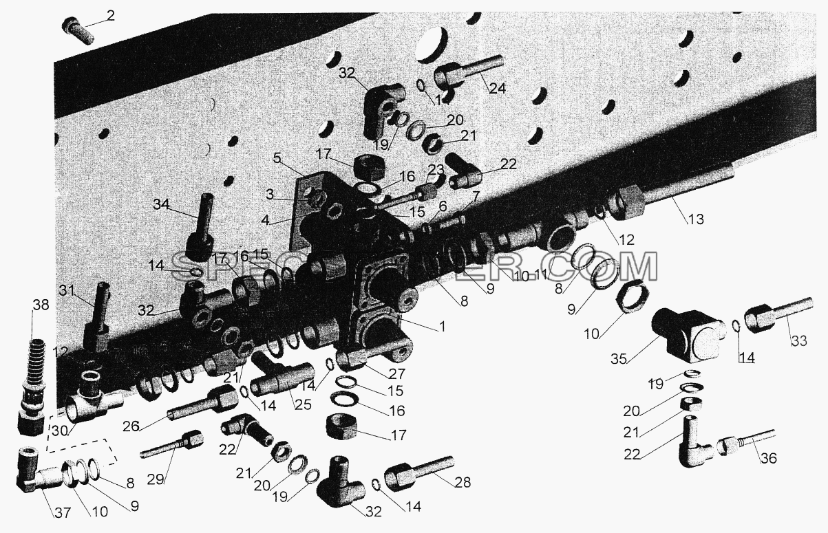 Крепление четырехконтурного клапана для МАЗ-544069 (список запасных частей)