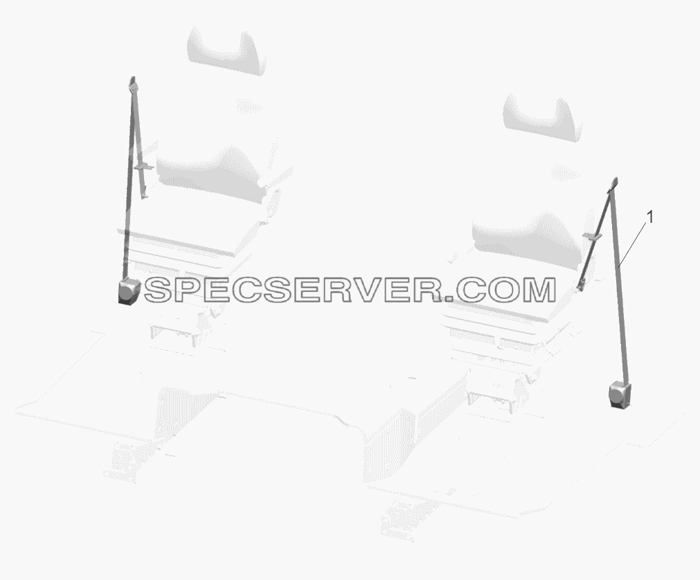 Установка ремней безопасности 54327-8200024 для МАЗ-5440B9, 6430B9 (список запасных частей)