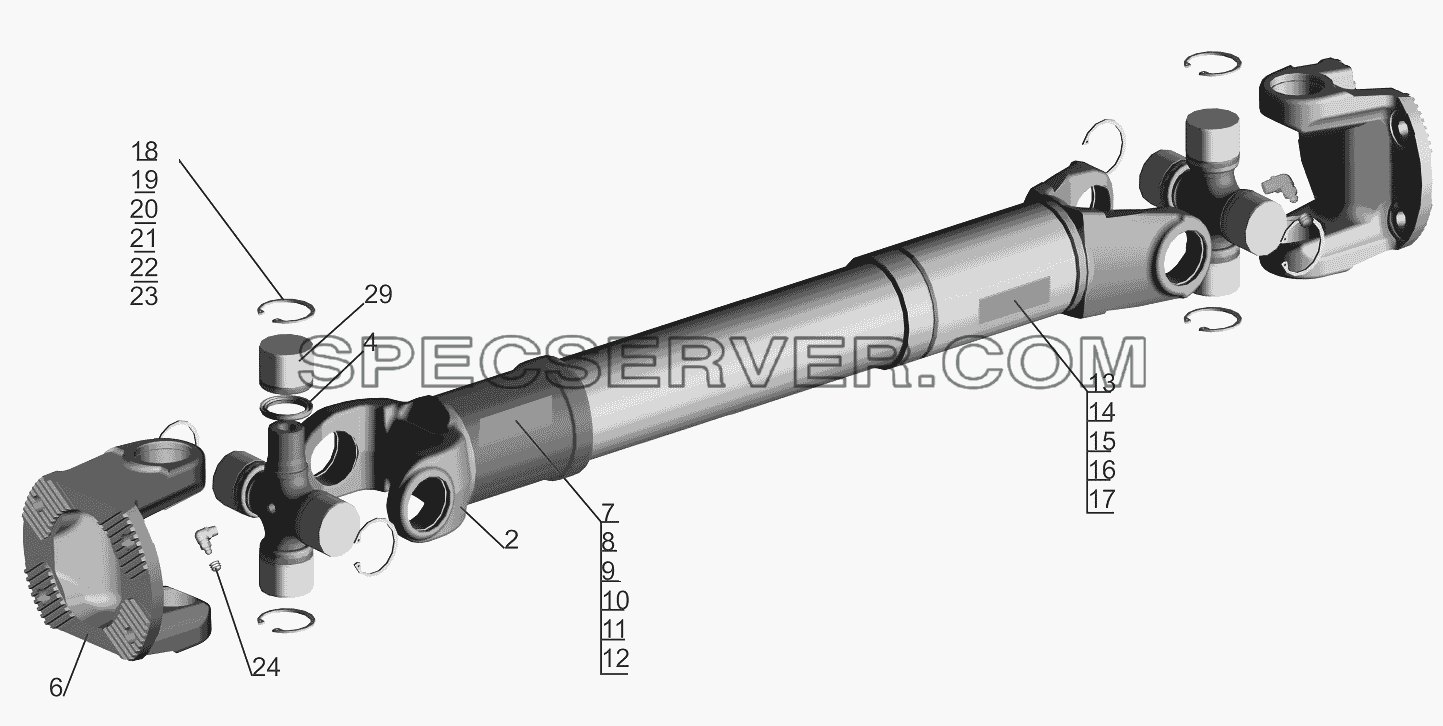 Вал карданный 54341-2201010-10 для МАЗ-5440B9, 6430B9 (список запасных частей)