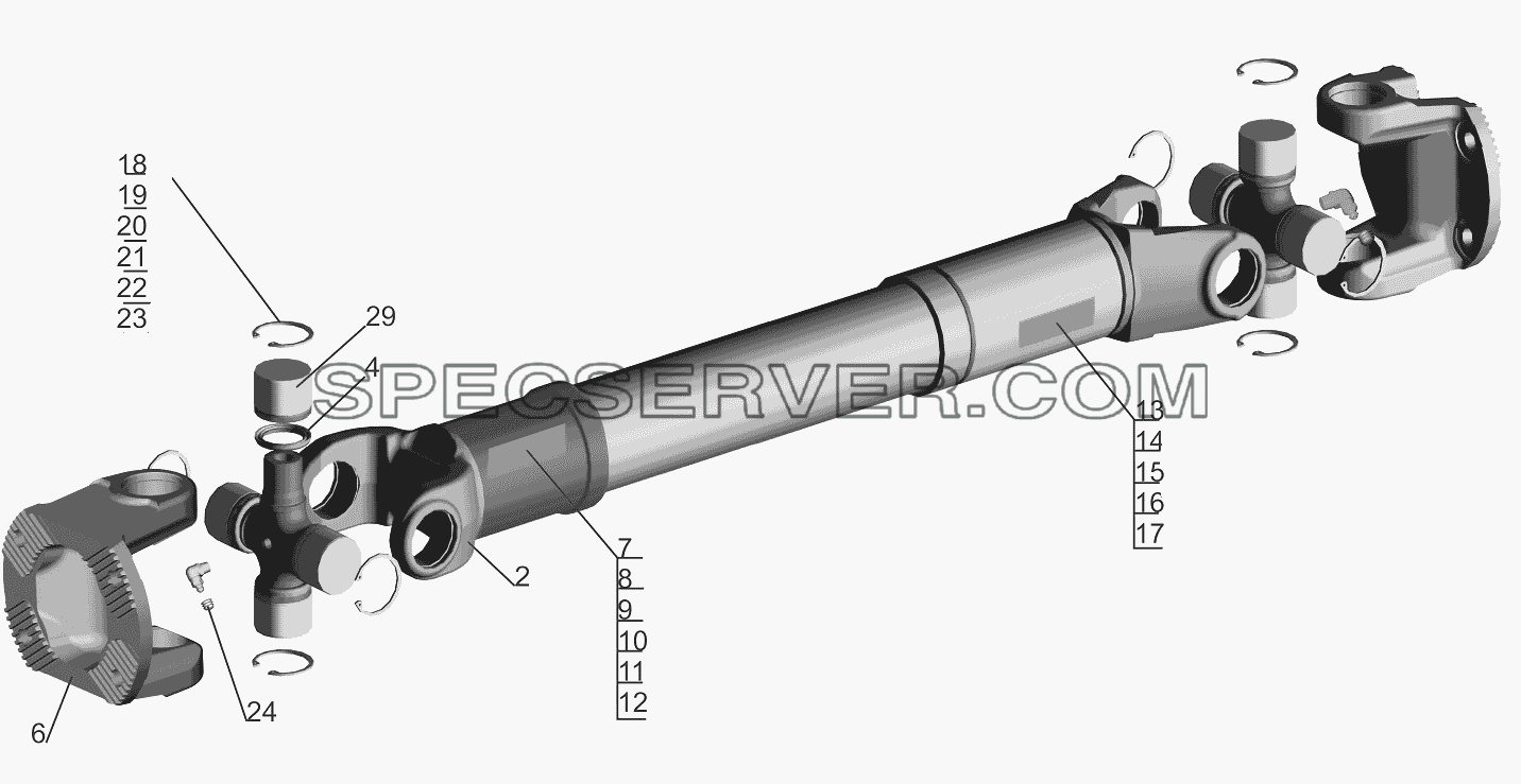 Вал карданный 6430-2201010 для МАЗ-5440B9, 6430B9 (список запасных частей)
