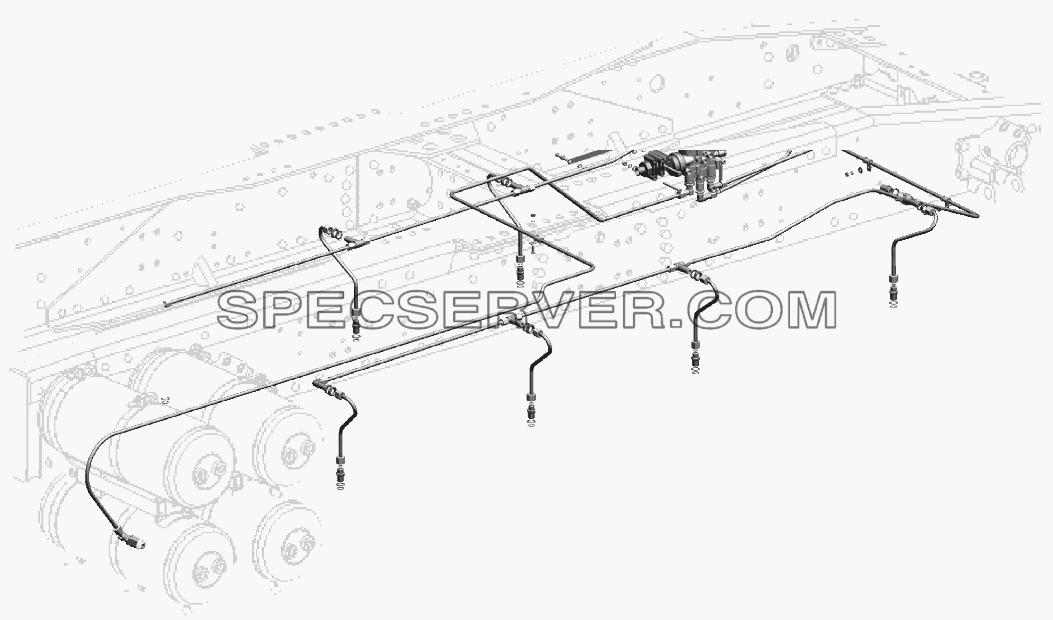 Установка трубопроводов ECAS 6430A9-2900018, 6430A9-2900018-050 для МАЗ-5440B9, 6430B9 (список запасных частей)