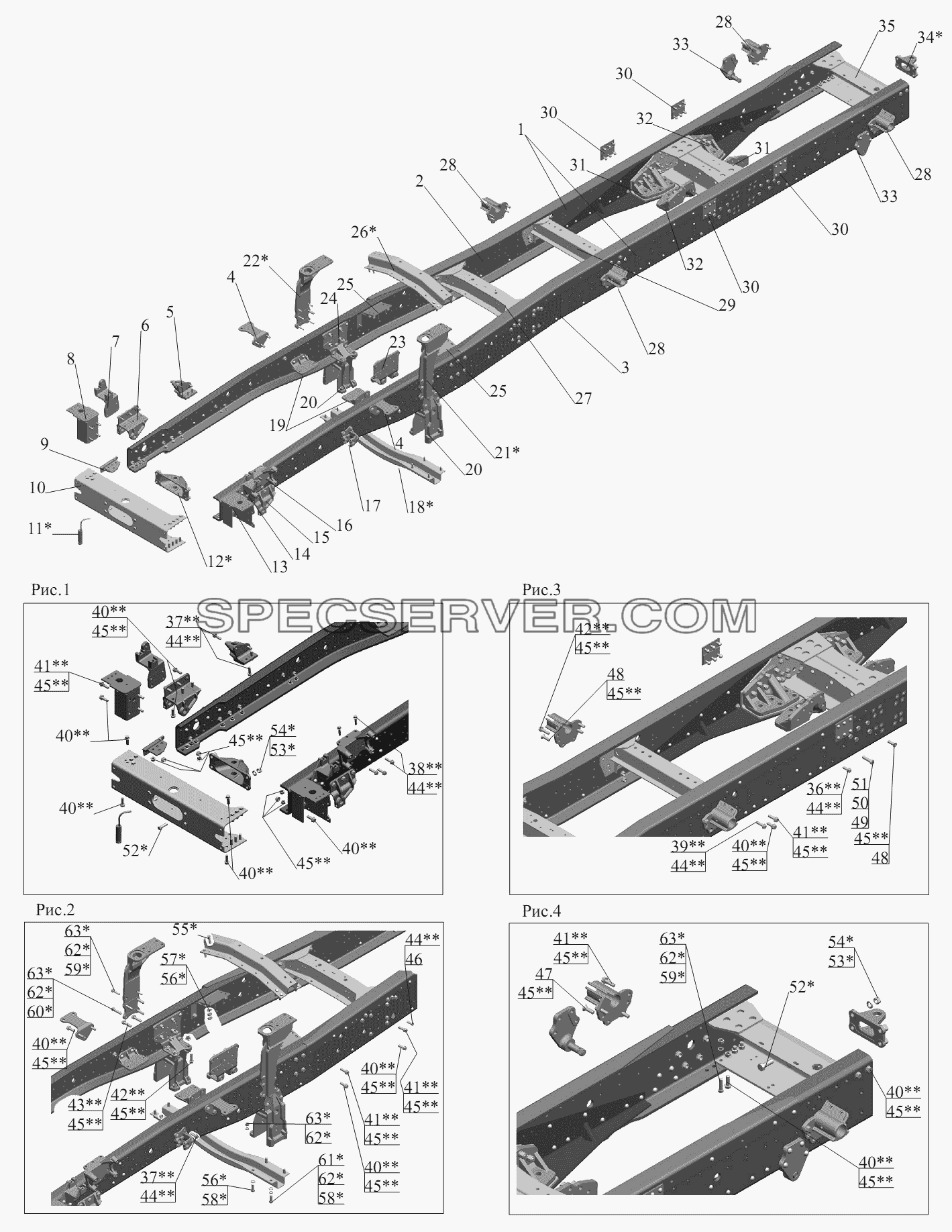 Рамы для МАЗ-551605 (список запасных частей)