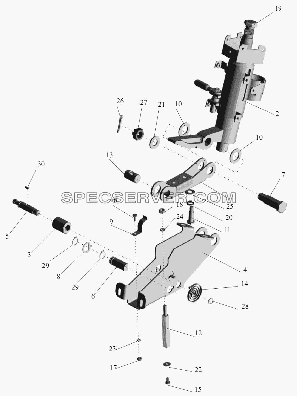 Кронштейн с колонкой 64221-3403008 для МАЗ-551605 (список запасных частей)