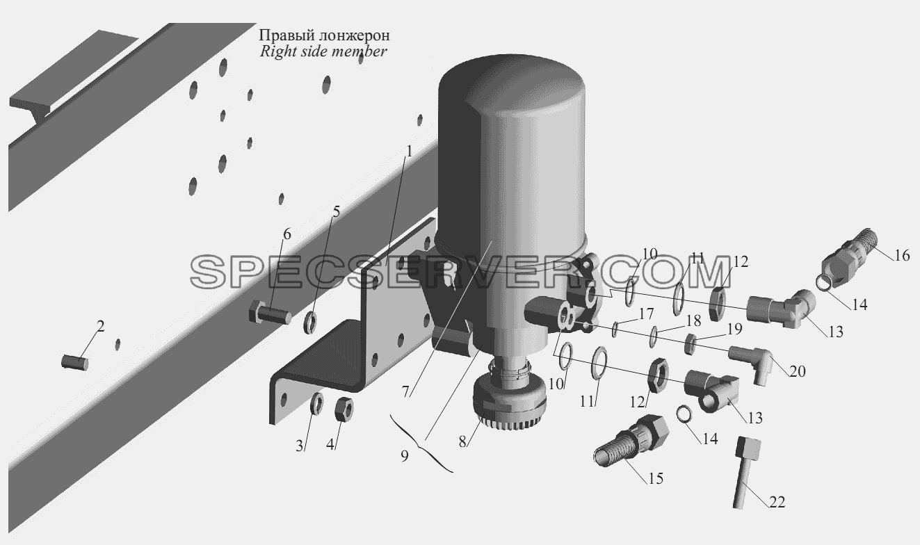 Установка осушителя воздуха 650108-3536004 для МАЗ-551605 (список запасных частей)
