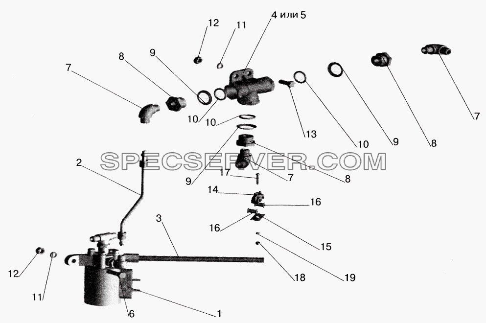 Привод выключения двигателя противоугонным устройством на автомобилях МАЗ для МАЗ-5516 (2003) (список запасных частей)