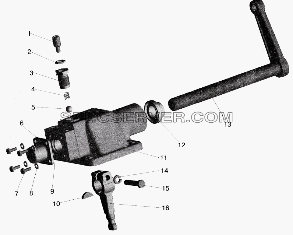 Механизм переключения передач для МАЗ-5516 (2003) (список запасных частей)