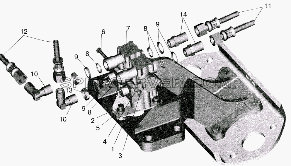Установка задних модуляторов и присоединительной арматуры МАЗ-555102 для МАЗ-5516 (2003) (список запасных частей)