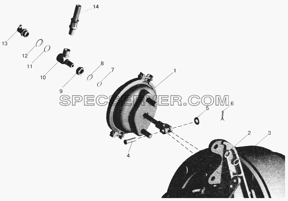 Установка тормозных камер и присоединительной арматуры для МАЗ-5516 (2003) (список запасных частей)